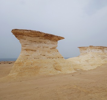 Qatar, West Coast, Zekreet Peninsula, Umbrella Rock