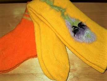 Lithuania, Orange and Yellow Wool Socks