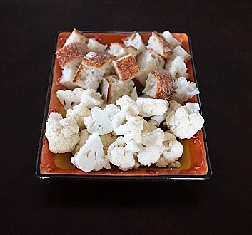 Cubed Bread, Cauliflower Pieces