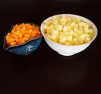 Cubed Carrots and Potatoes
